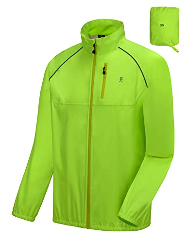 Little Donkey Andy Men's Waterproof Cycling Stretch Jacket, Running Golf Rain Jacket, Ultralight Windbreaker, Packable Yellow Size L