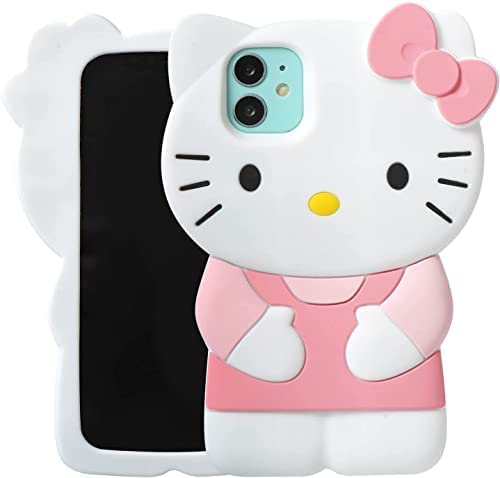 Cat Case 3D Cartoon Animal Cover,Kids Girls Animated Cool Fun Cute Kawaii Soft Funny Unique Character Cases (Pink/Rose,iPhone 11)