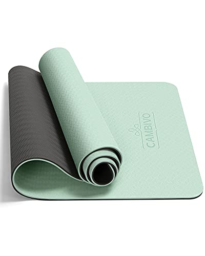CAMBIVO Yoga Mat for Women Men Kids, 72' x 24' TPE Yoga Mats, 1/3 & 1/4 & 2/5 Inch Extra Thick Yoga Mat Non Slip, Workout Mat with Carrying Strap for Yoga, Pilates,Meditation and Floor Exercises