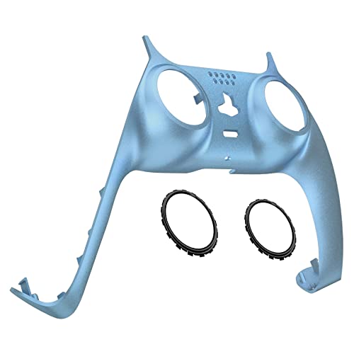 eXtremeRate Metallic Titanium Blue Decorative Trim Shell Compatible with ps5 Controller, DIY Replacement Clip Shell, Custom Plates Cover Compatible with ps5 Controller with Accent Rings