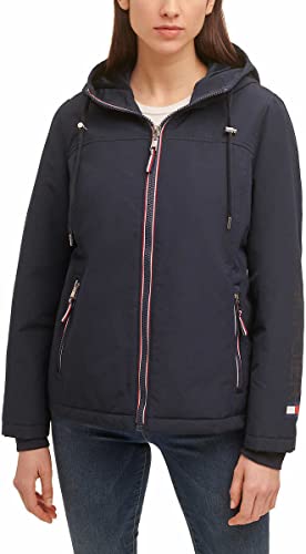 Tommy Hilfiger Womens Heavyweight Softshell Hooded Jacket (Navy, X-Large)