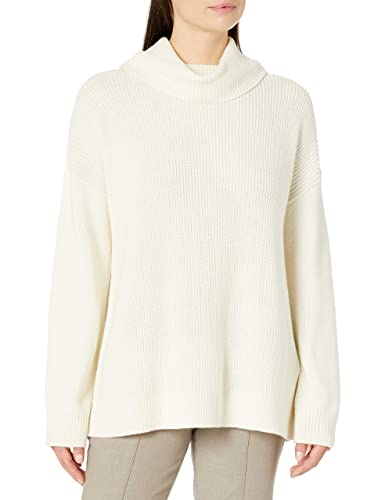 Autumn Essentials Women's Dropped Shoulder Turtleneck Pullover Sweater Ivory Medium