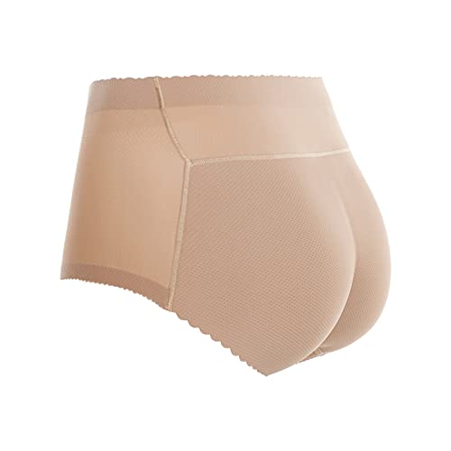 ROUJI Women's Fake Buttock Briefs Push-Up Padded Underwear Butt Lifting Enhancer Hips Tummy Control Body Shaping Panties Seamless Shaper Underpants Waist Slimming & Back Smoothing Panites, Beige, XL