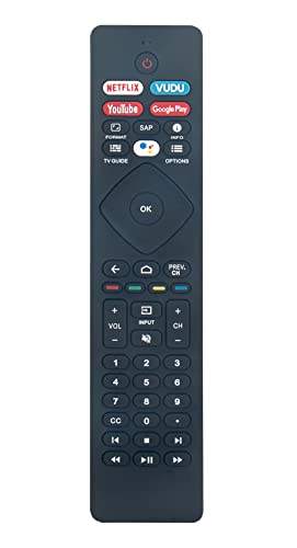 Replaced Remote Compatible with Philips Smart LED TV 4K Ultra HD (2160p) Android Smart LED TV URMT47CND0 65PFL5766/F7 55PFL5766/F7 43PFL5766/F7 32PFL5505/F7 50PFL5766/F7 50PFL5604/F7 75PFL5604/F7