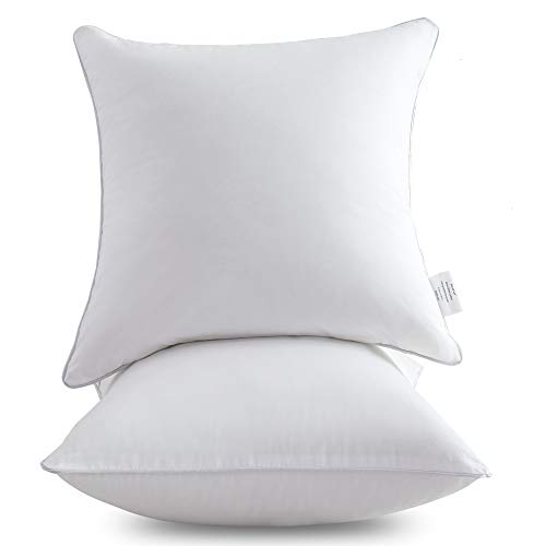 Oubonun 20 x 20 Throw Pillow Inserts (Set of 2) with 100% Cotton Cover - 20 Inch Square Interior Decorative Sofa Pillow Insert Pair - White Couch Pillow