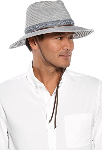 Coolibar UPF 50+ Men's Galileo Packable Travel Hat - Sun Protective (Medium- Fog)
