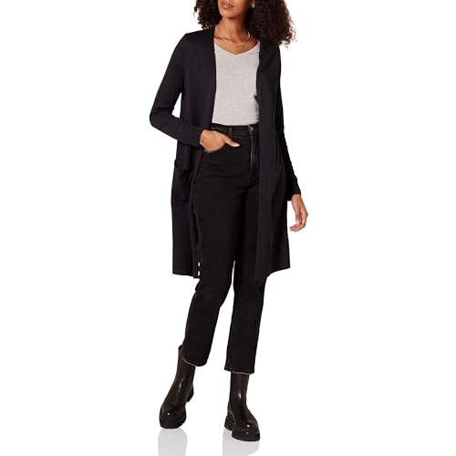 Amazon Essentials Women's Lightweight Longer Length Cardigan Sweater (Available in Plus Size), Black, X-Large