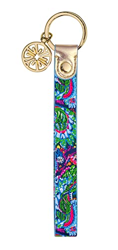 Lilly Pulitzer Durable Leatherette Strap Key Chain, Cute Wristlet Keychain Accessory with Metal Ring, Take Me to the Sea