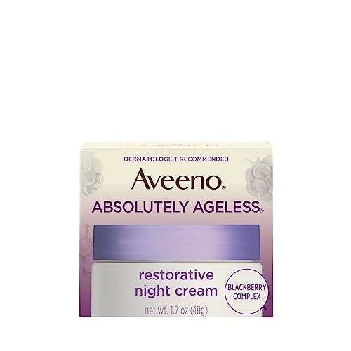 Aveeno Absolutely Ageless Restorative Night Cream Face & Neck Moisturizer with Antioxidant-Rich Blackberry Complex, Vitamin C & E, Hypoallergenic, Non-Greasy & Non-Comedogenic, 1.7 fl. oz