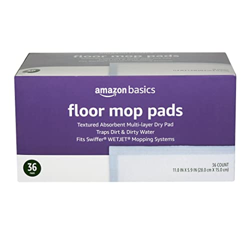 Amazon Basics Dry Floor Mop Pads, 11' x 5.9', 36 Count (Previously Solimo)