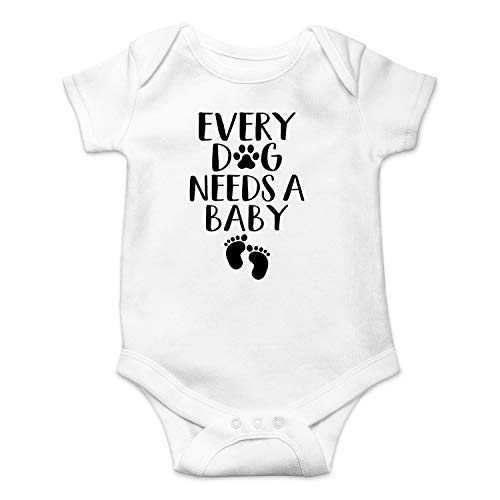 Every Dog Needs a Baby - My Siblings Have Tails - Funny Cute Infant Boy Girl Romper, One-Piece(White, Newborn)