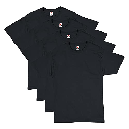 Hanes mens Essentials Short Sleeve T-shirt Value Pack (4-pack) athletic t shirts, Black, Large US