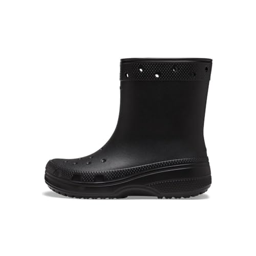 Crocs Unisex Classic Rain Boots, Black, 9 US Men