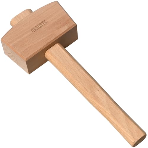 GREBSTK Wooden Mallet Manual Ice Hammer Mallet Beech Solid Carpenter Woodworking Mallet 12'