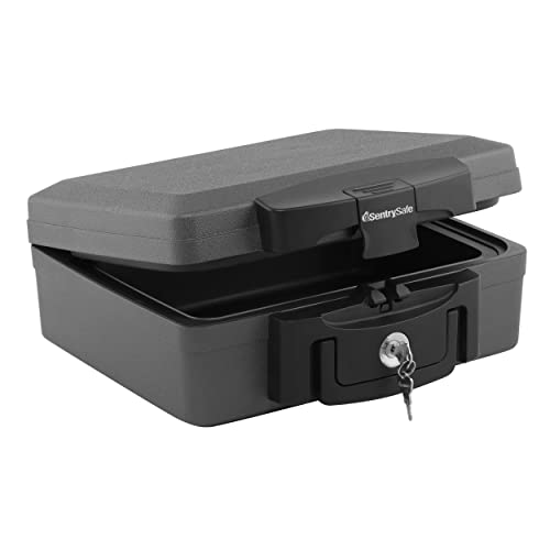 Sentry Safe Safe Box, Fireproof Waterproof, Lock Box, Black, Exterior: 14.3 in W x 13 in D x 6.1 in H