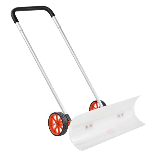 VEVOR Snow Shovel Pusher with Wheels for Driveway, 37' Bi-Directional Rolling Snow Pusher, Heavy Duty Wheeled Snow Shovels for Snow Removal for Doorway Sidewalk Deck