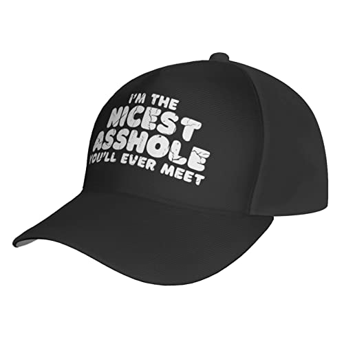 I'm The Nicest Asshole Youll Ever Meet Trucker Hat for Men Or Women - Outdoors Baseball Snapback Cap Black