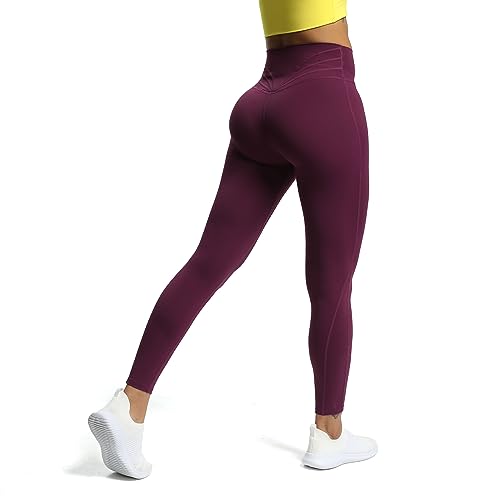 Aoxjox High Waisted Workout Leggings for Women Compression Tummy Control Trinity Buttery Soft Yoga Pants 26' (Dark Purple, Medium)