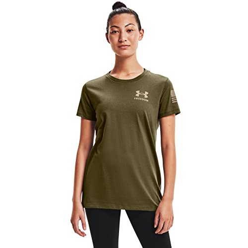 Under Armour Womens New Freedom Flag T-Shirt, Marine Od Green (390)/Desert Sand, X-Large
