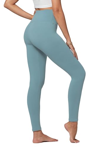 Blue Premium Ultra Soft High Waisted Leggings for Women - 5' Wide Band - Workout Leggings for Women Tummy Control - Small - Medium - SL5-Full-Seafoam-SM