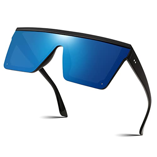 FEISEDY Oversized Flat Top Square Sunglasses Womens Mens Trendy Visor Shades UV400 B2470