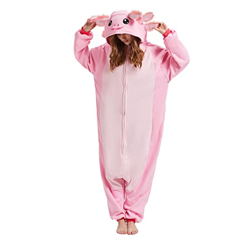 BETIFUHOM Animal Axolotl Onesie Pajamas Unisex Adult Christmas Onesies Costume Cosplay for Women and Men