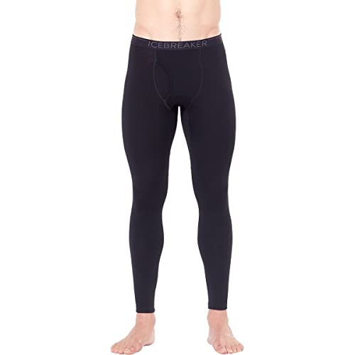 Icebreaker Merino Men's 260 Tech Leggings W Fly, Black/Monsoon, Medium