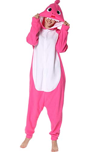 Markest Onesie Unisex Adult Pajamas Animal Rose Red Shark Cosplay Costume Sleepwear,S
