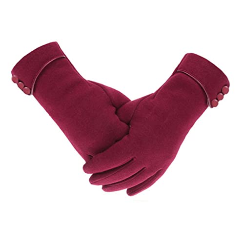 Tomily Womens Touch Screen Phone Fleece Windproof Gloves Winter Warm Wear (Wine Red)