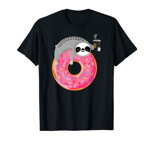 Sloth On Donut With Cup Of Steaming Coffee T-Shirt