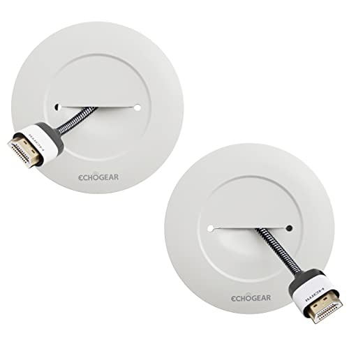 ECHOGEAR Wire Hiders For TV On Wall - Off-White Cable Management Kit Hides TV Wires Behind The Wall- Includes 2 Pass Throughs, Locking Brackets, and Hole Saw Drill Attachment for Easy Install