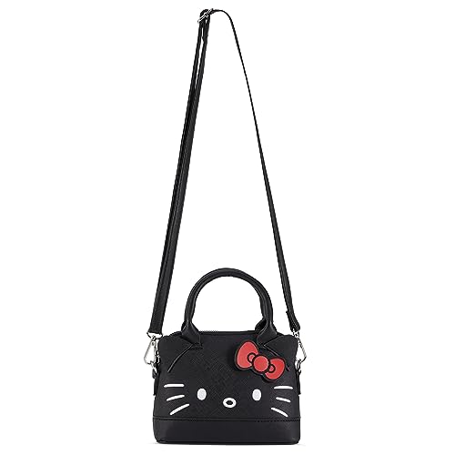 SANRIO Hello Kitty Leather Crossbody Handbag - Girls, Boys, Teens, Adults - Officially Licensed Hello Kitty Faux PU Leather Cosplay Crossbody Handbag (Black)