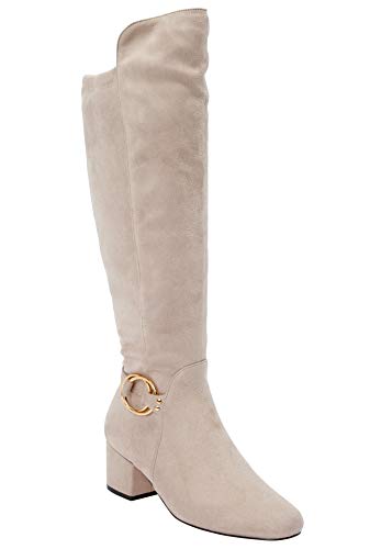 Comfortview Wide Width Ruthie Wide Calf Boot | Tall Knee High | Women's Winter Shoes - 9 W, Oyster Pearl Brown