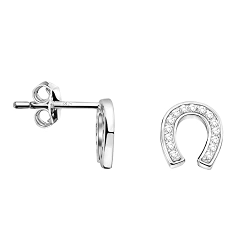 SOFIA MILANI - Women's Earrings 925 Silver - with Zirconia Stones - Horseshoe Stud Earrings - 20728