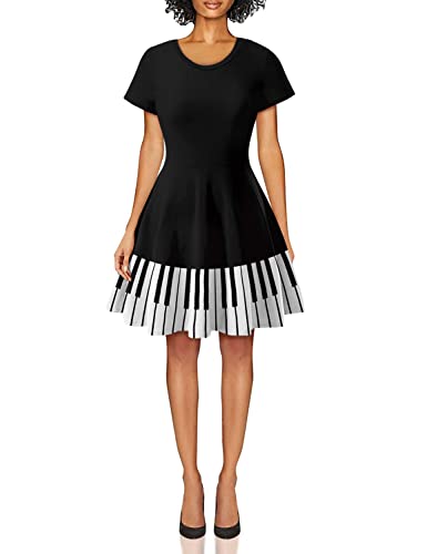 Sister Amy Women's Galaxy Printed Elastic Round Neck Sleeveless Shaping Camisole Skater Piano XL