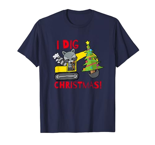 I Dig Christmas Excavator Funny Toddler Boy Kids T-Shirt