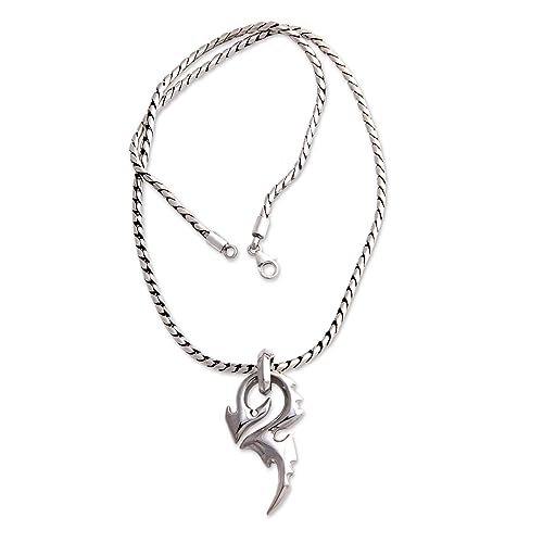 NOVICA Handmade Men's .925 Sterling Silver Pendant Necklace No Stone Indonesia Modern 'Dragon Tail'