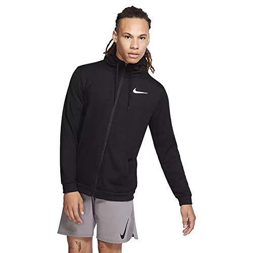 NIke Dri-FIT Men's Full-Zip Training Hoodie, Large Black/White
