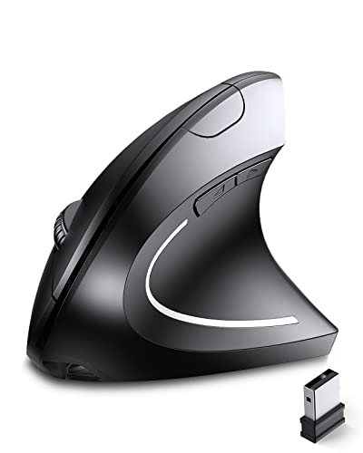 ASOYIOL Ergonomic Mouse Wireless,Rechargeable Vertical Mouse with USB Receiver,6 Buttons 800/1200/1600 Computer Mouse for Laptop PC(Right Hand,Black)