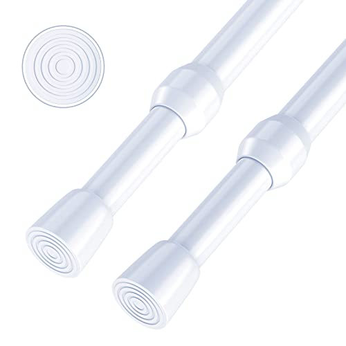 Spring Tension Curtain Rod White Adjustable 26-39 Inches for Curtains, Kitchen, Wardrobe, Windows, Cupboard, Home Closet, DIY Projects, Small Short Expandable Pressure Loaded
