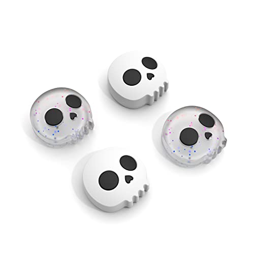Halloween Thumb Grip Caps for Nintendo Switch Joy-Con, Cute Silicone Joystick Cap Covers Accessories Compatible with Nintendo Switch/OLED/Lite Joycon, 4PCS Skull