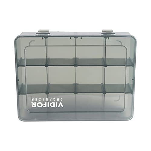 N/K Vidifor 12 Grids Plastic Storage Organizer Box, Storage Container, Jewelry Organizer, Parts Storage Box with Dividers for Crafts, Buttons, Pins and More…