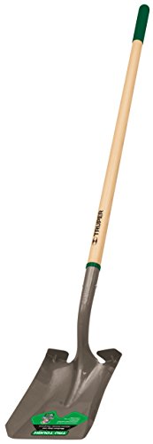 Truper 31188 Square-Point Shovel - Mid-Size Steps, 48-Inch Long Hardwood Handle with Non Slip Grip, 16 Gauge Blade