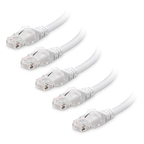 Cable Matters 10Gbps 5-Pack Snagless Short Cat 6 Ethernet Cable 1 ft (Cat 6 Cable, Cat6 Cable, Internet Cable, Network Cable) in White