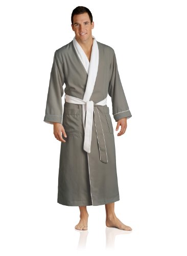 Plush Necessities Luxury Spa Robe - Microfiber with Cotton Terry Lining, Sandstone, Large