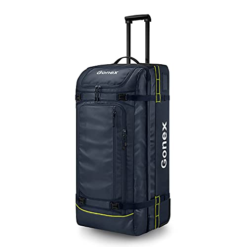 Gonex Rolling Duffle Bag with Wheels, 100L Water Repellent Large Wheeled Travel Duffel Luggage with Rollers 33 inch, Navy Blue