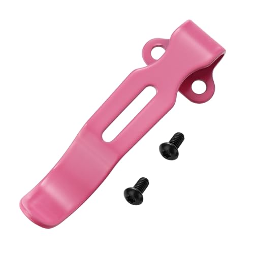 Deep Carry Pocket Clips for Benchmade, Emerson, Protech and More, Pink Coating Stainless Steel Pocket Knife Clip Replacement with 2 Pieces Screws