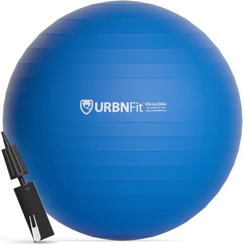 URBNFit Exercise Ball (65 Cm) for Stability & Yoga - Workout Guide Incuded (Blue)