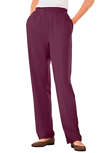 Woman Within Women's Plus Size Petite 7-Day Knit Straight Leg Pant - 5X, Deep Claret Red
