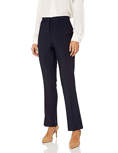 Tribal Women's Misses Petite Size Flatten It Comfort Waist Soft Twill Straight Leg Pant, Navy, 4P